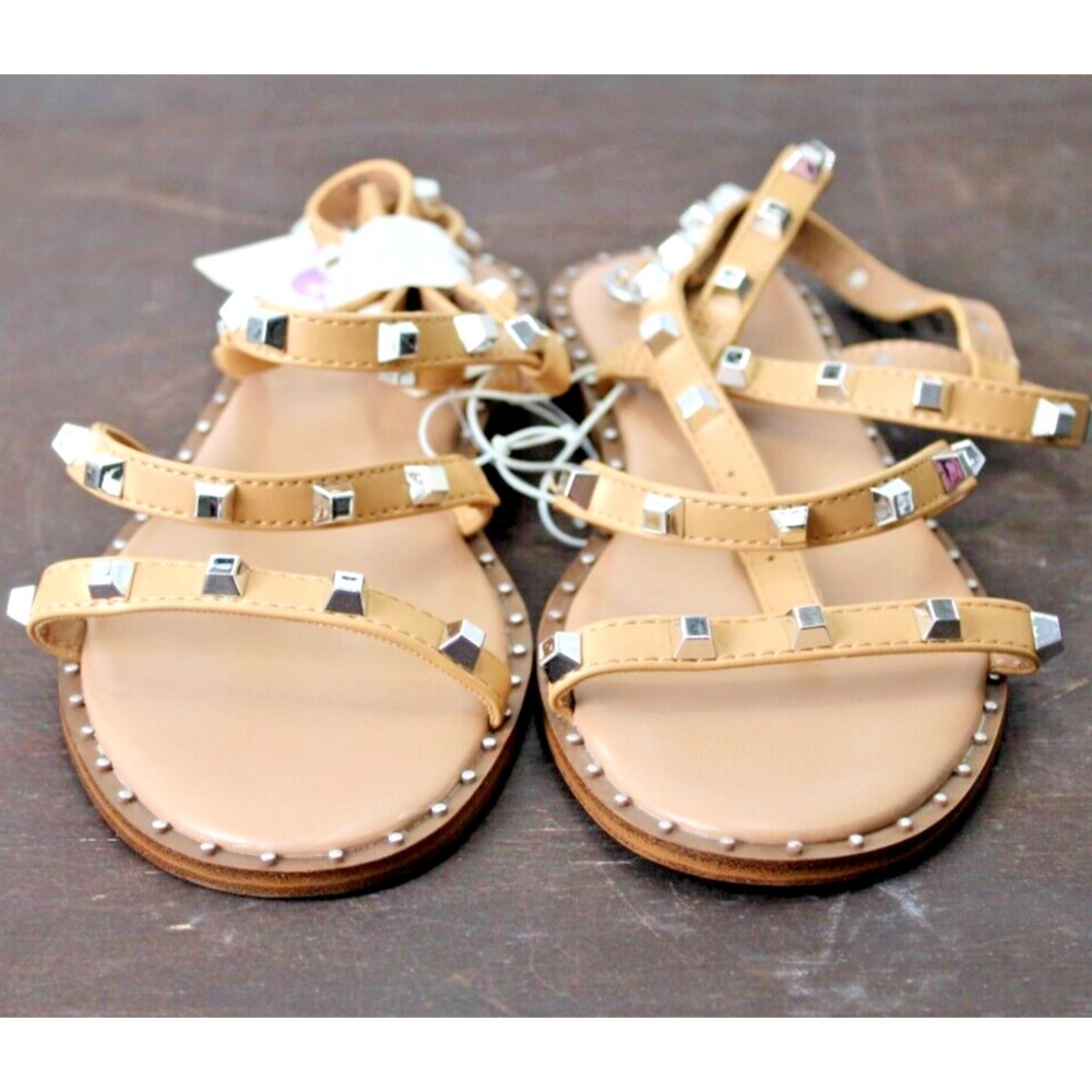 A New Day Women Tan Studded Gladiator Sandals Size 6.5 Flat‎
